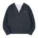 SORONA®生地　刺繍入りハーフジップフェイクレイヤードロングTee