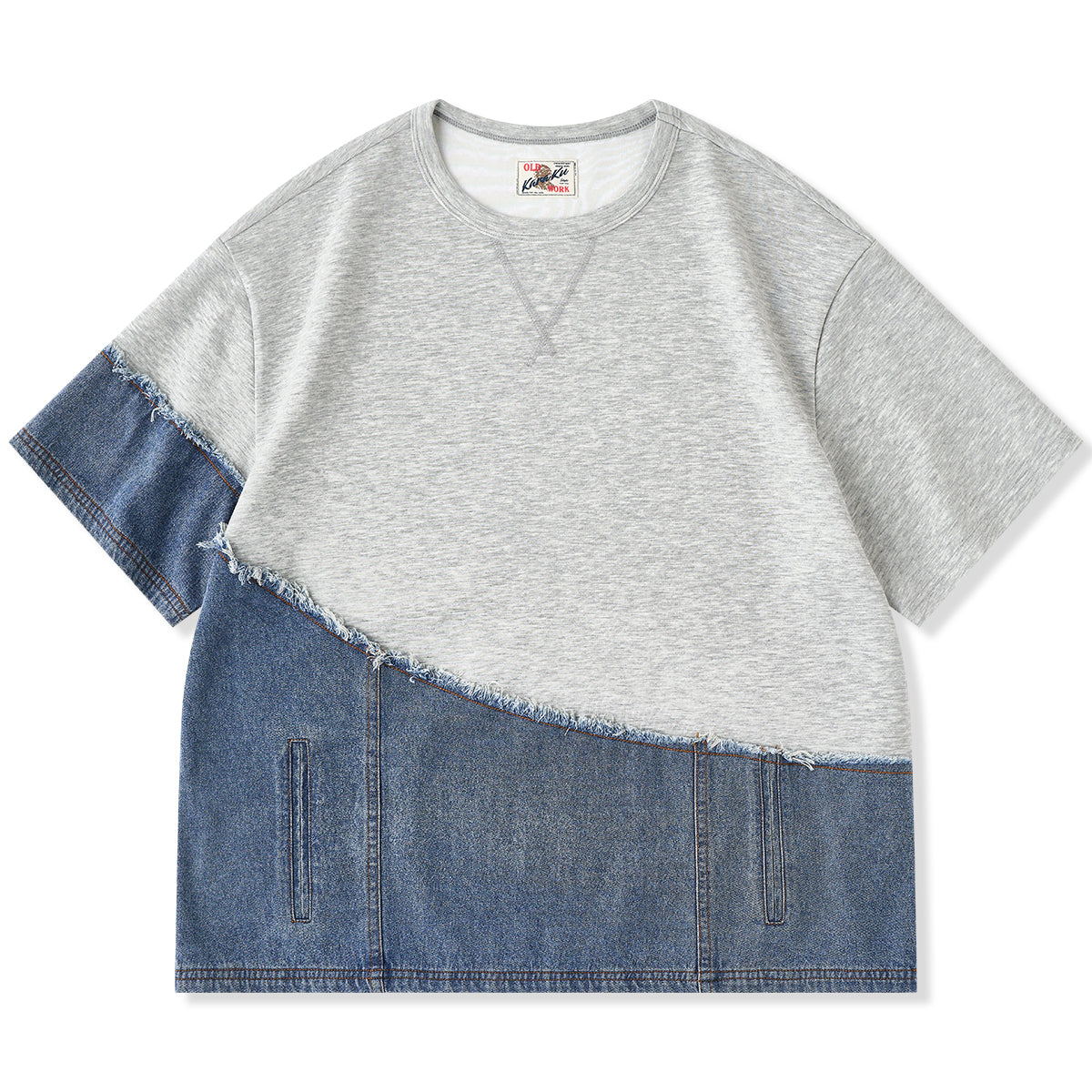 メルミナ出品 ★極美品 21ss デニム切り替え段違いニット 再構築 デニムxダンボールニット切替アシンメトリーTee – Karakubuy