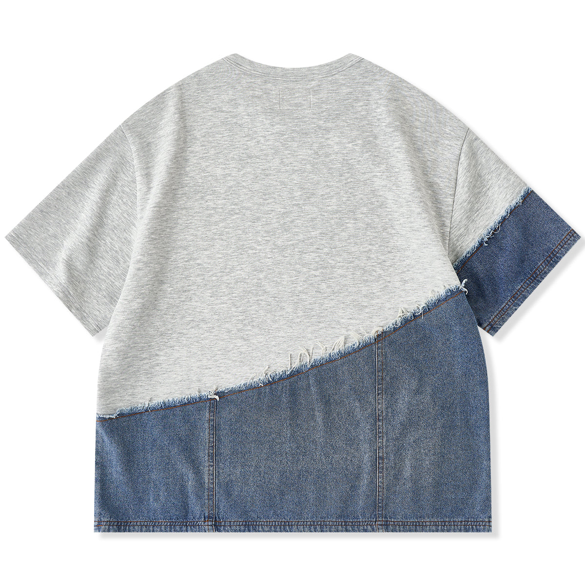 再構築 デニムxダンボールニット切替アシンメトリーTee – Karakubuy