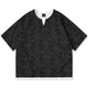 フェイクレイヤード仕様　Vネックペイズリー総柄コットンTシャツ