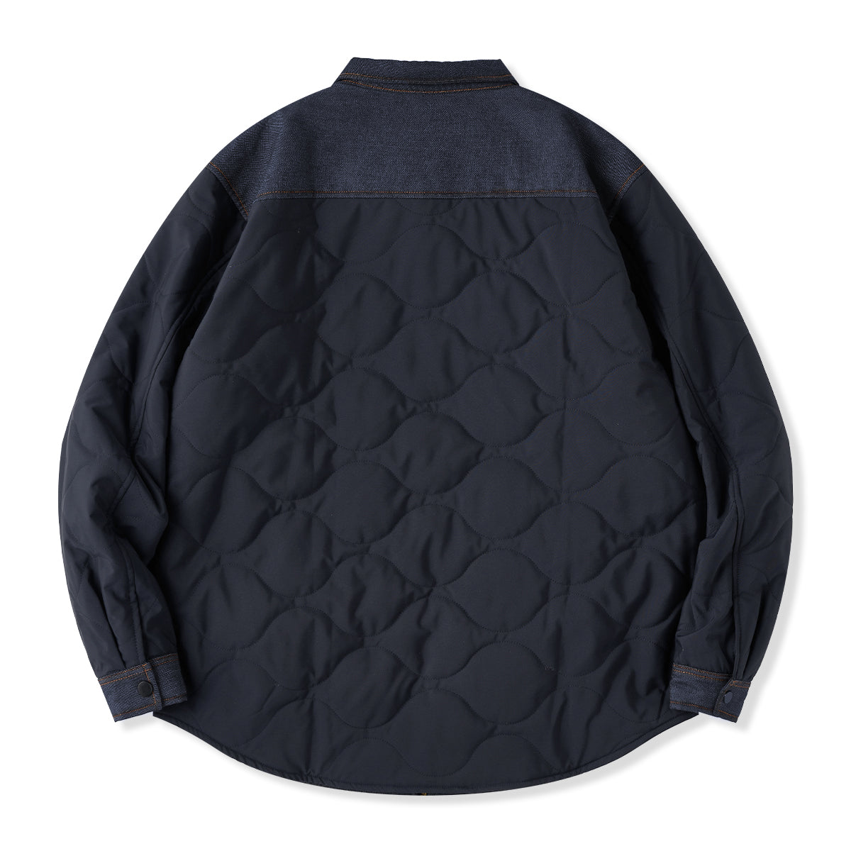KaraKu」ロゴ刺繡 デニム切替ひょうたんキルト中綿ジャケット – Karakubuy