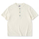 ターコイズ風ボタン付き　ワッフルヘンリーTシャツ