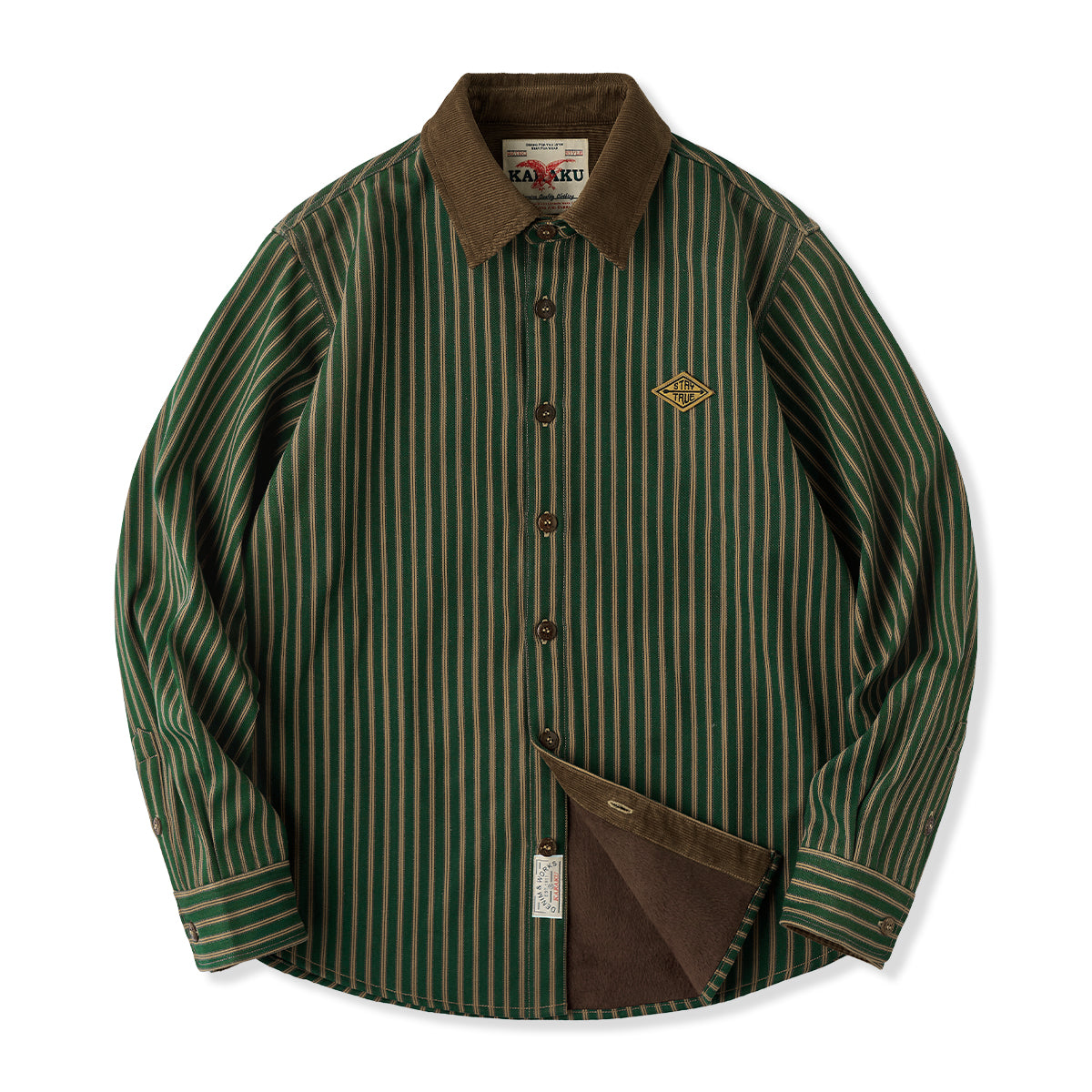 予約】「STAY TRUE」刺繍ワッペン コーデュロイ切替裏フリース