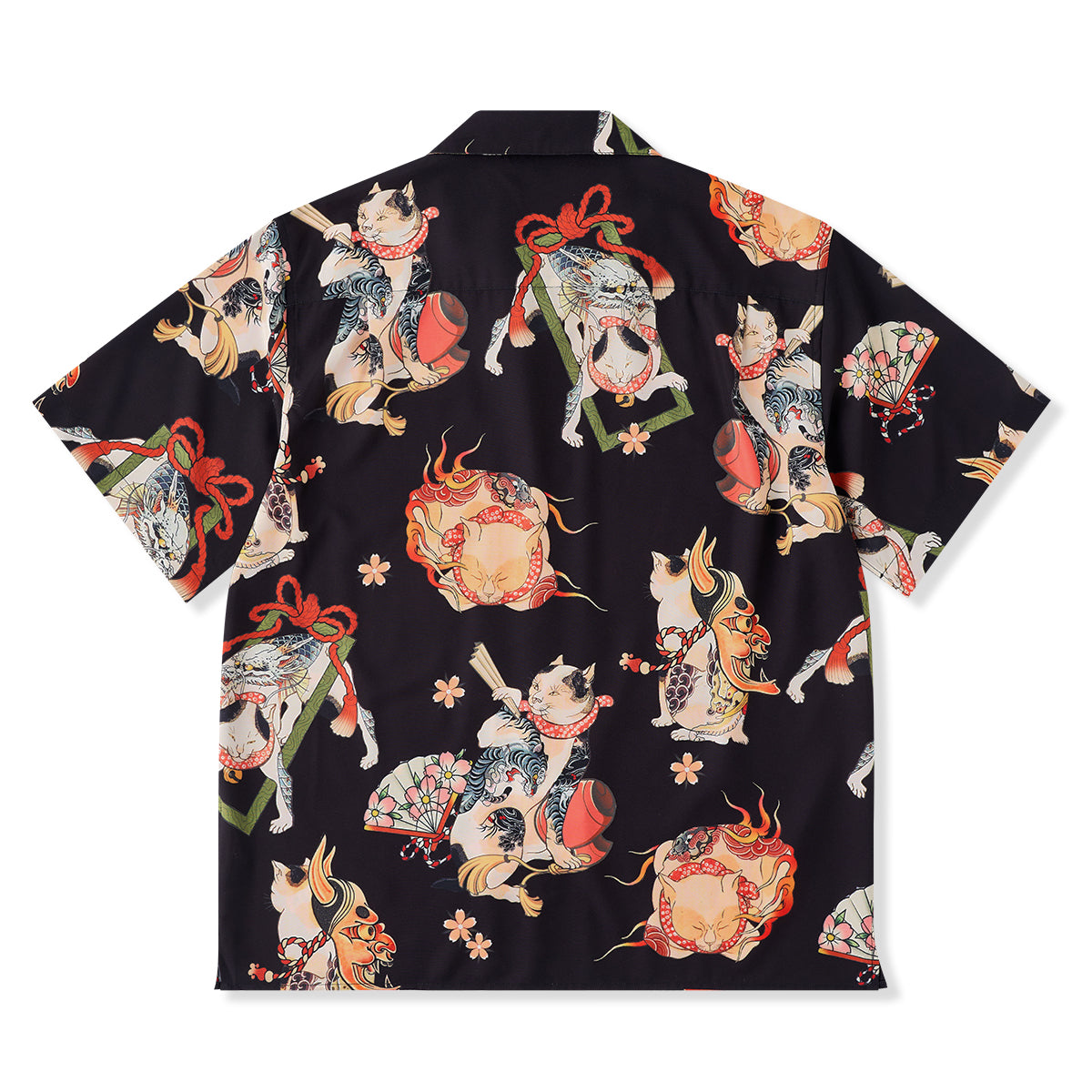 和猫百態」総柄 浮世絵風プリント入りアロハシャツ – Karakubuy