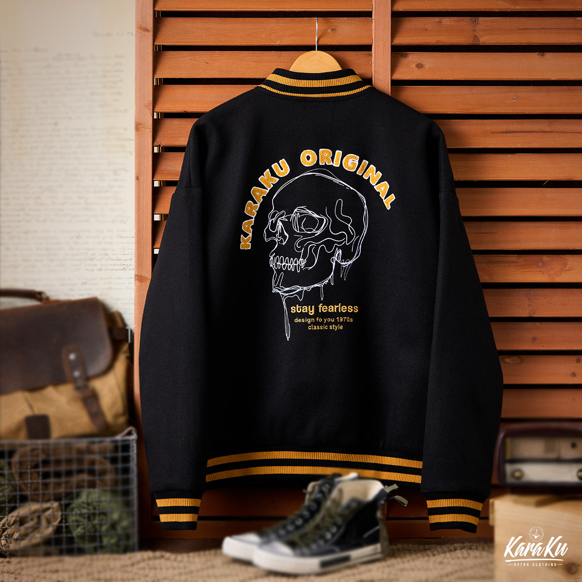 KARAKU ORIGINAL 髑髏刺繡入りスタジャン – Karakubuy