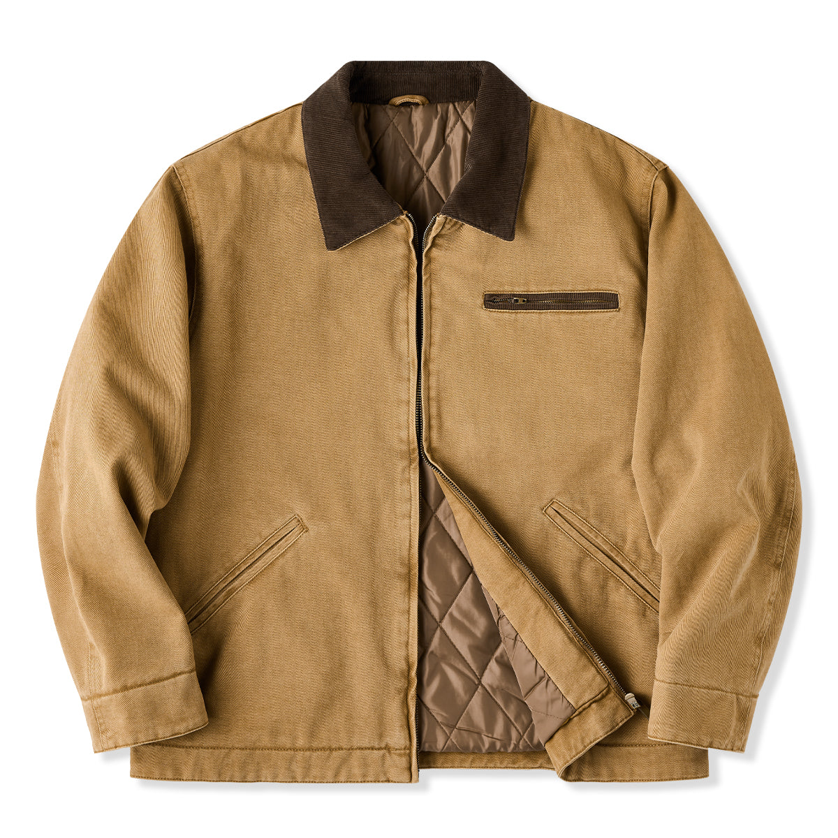 襟コーデュロイ 裏ダイヤモンドキルト中綿デトロイトジャケット