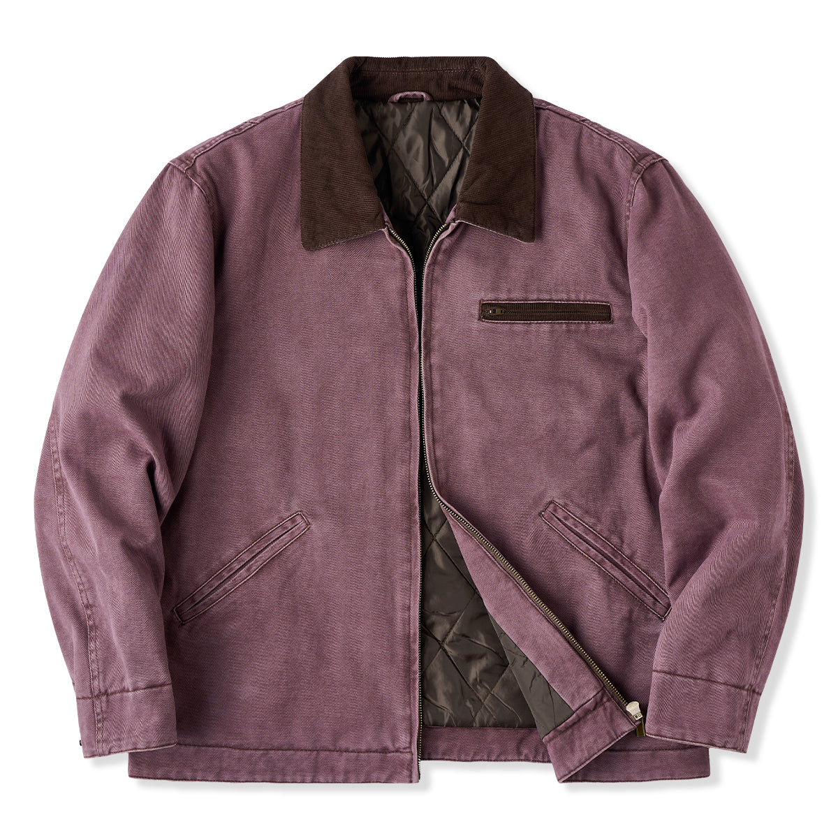 00sDAKOTAデトロイトジャケットダック地中綿キルティングコーデュロイ襟茶 Carhartt（カーハート） デトロイト ジャケット RELAXED FIT DUCK
