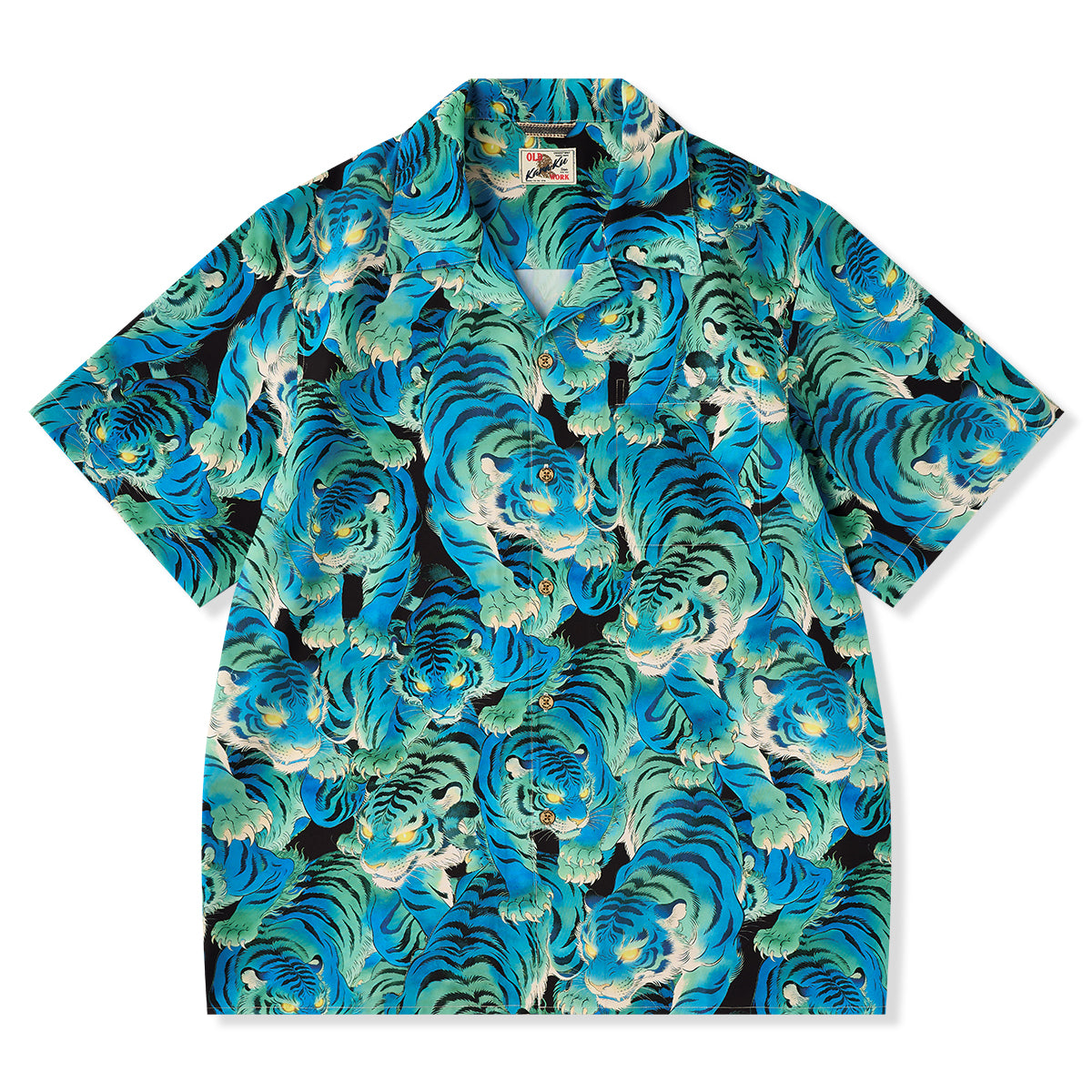 良品 karaku カラク 竹に虎 和柄 浮世絵 江戸時代 アロハシャツ XXL 光る目をした虎たち」総柄 浮世絵風アロハシャツ – Karakubuy
