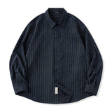 Business&Casual　ダブルストライプ柄長袖ワークシャツ