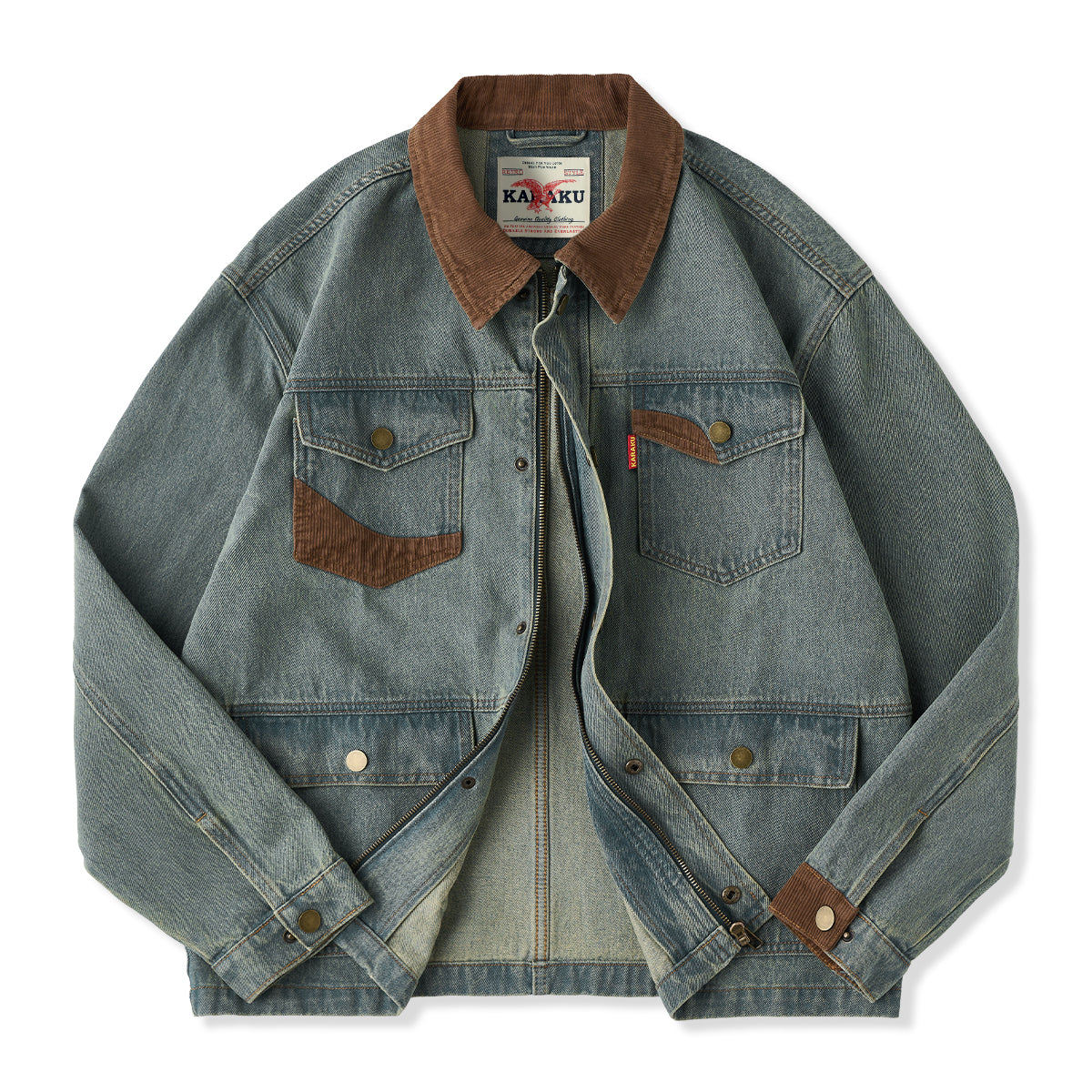 4-Pockets コーデュロイ切り替えデニムワークジャケット – Karakubuy