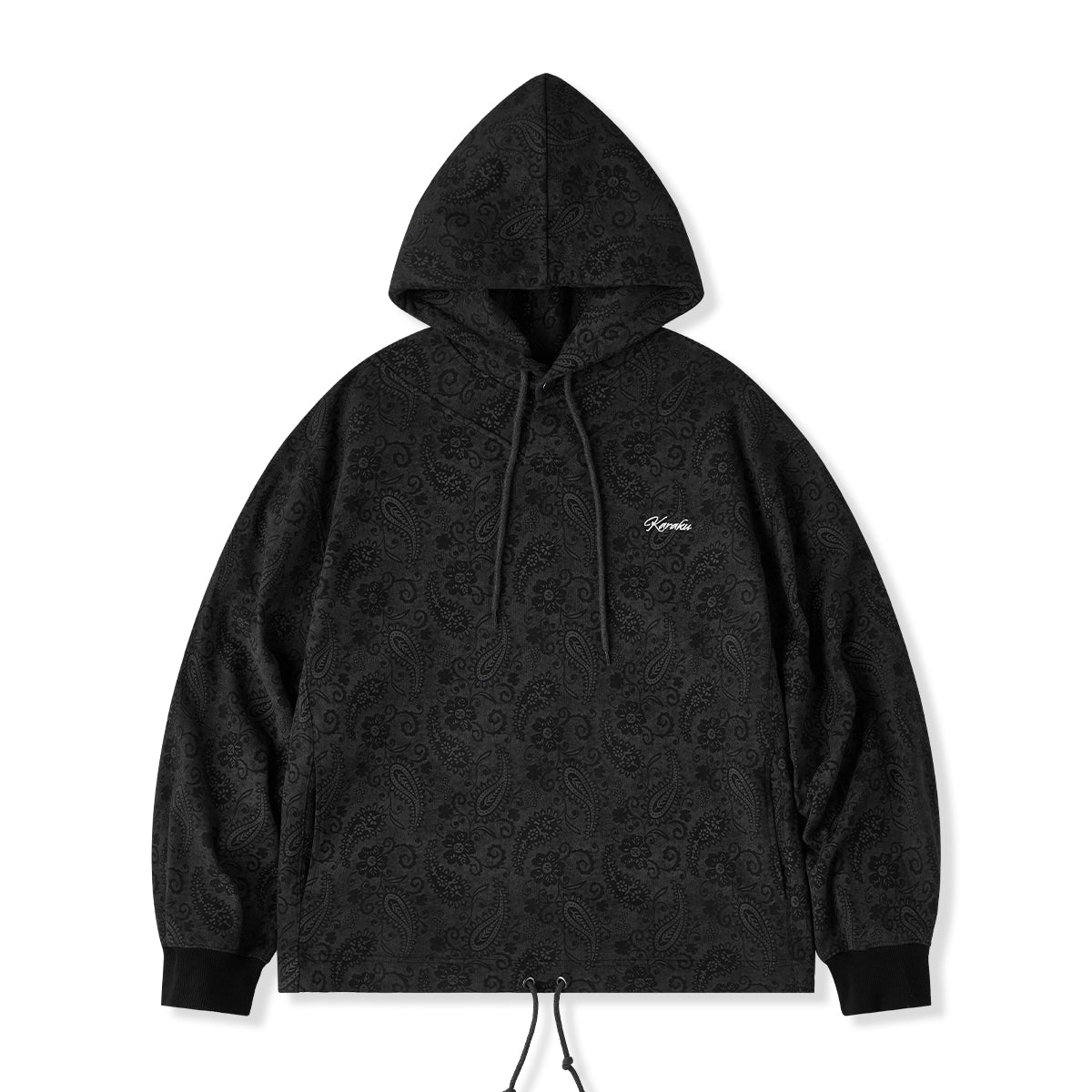 KaraKu」刺繍ロゴ ペイズリー総柄コットンフーディー – Karakubuy