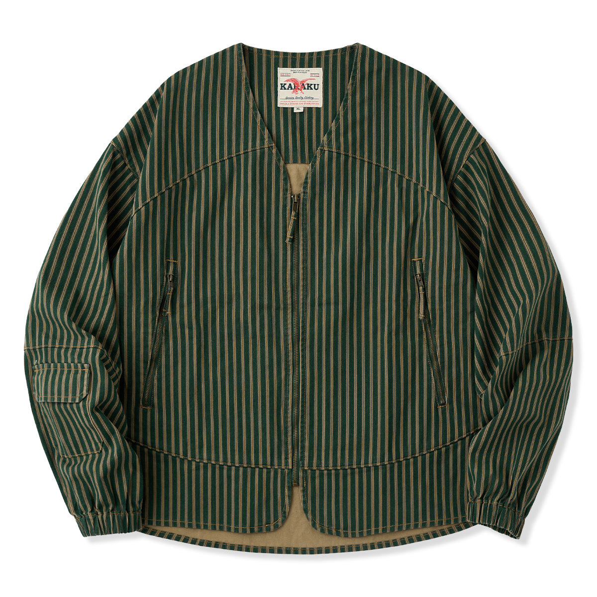 Pre-order] MA-1 Sleeve Pocket Retro Stripe V-Neck Flight Jacket