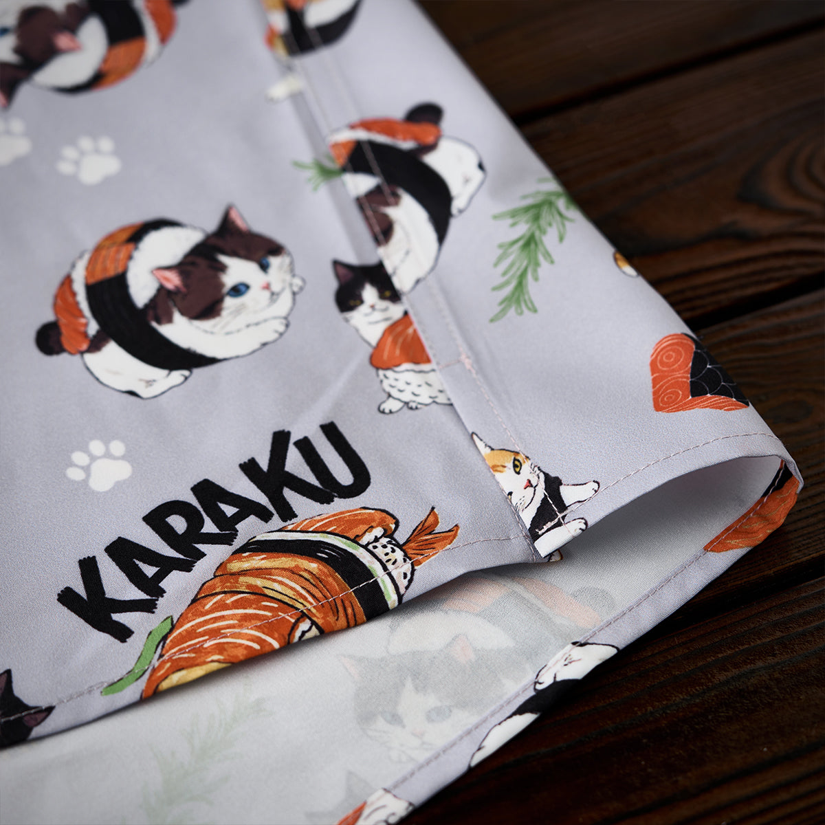 ネコ寿司図鑑」手書き風オープンカラーシャツ – Karakubuy