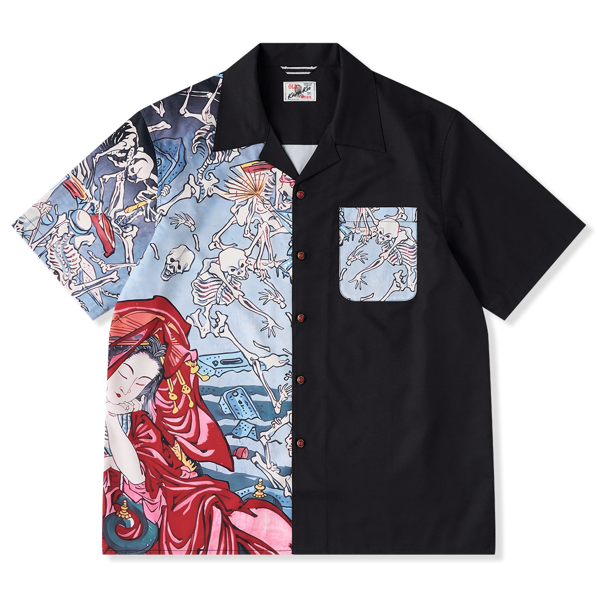 河鍋暁斎「地獄太夫図」浮世絵プリントアロハシャツ – Karakubuy