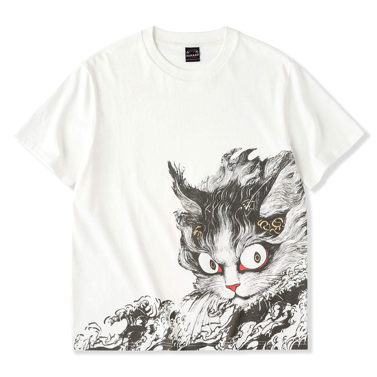 ケイタマルヤマ　Tシャツ　刺繍　化け猫 Tシャツ通販ならREDBROS.｜化け猫：ライトベージュ：Tシャツ他、大人