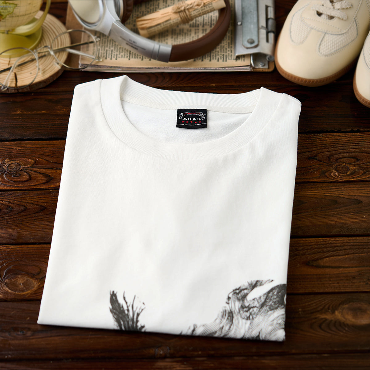 民間伝承「化け猫」浮世絵風プリント入りコットンTee – Karakubuy