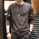 3 jenis untuk dipilih: T-shirt panjang leher henley kapas yang dipertingkatkan