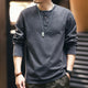3 jenis untuk dipilih: T-shirt panjang leher henley kapas yang dipertingkatkan