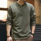 3 jenis untuk dipilih: T-shirt panjang leher henley kapas yang dipertingkatkan