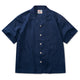 Kemeja Cuban kain linen kapas dicelup indigo