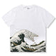 "The Great Wave off Kanagawa and Cats Riding the Waves" Tee kapas gaya Ukiyo-e